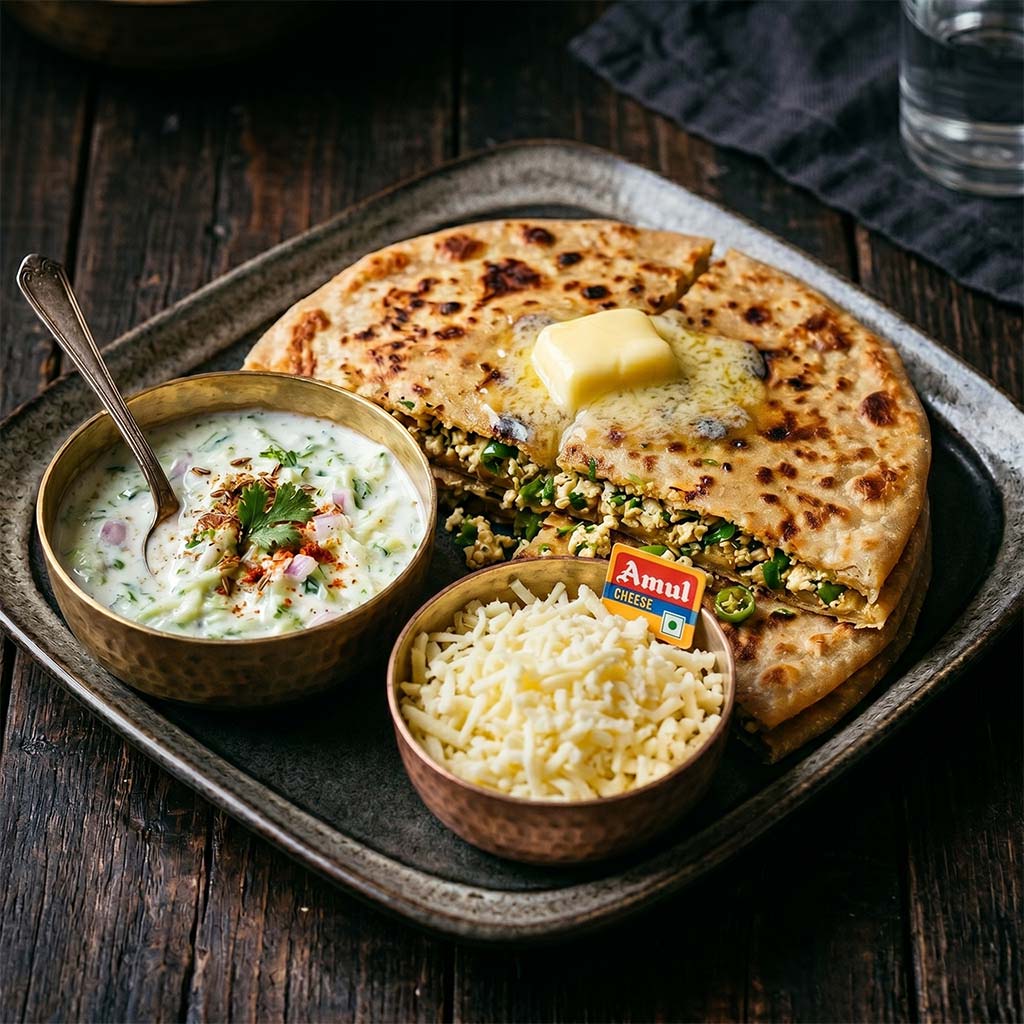 Paneer Paratha Butter